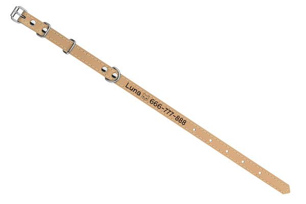 Obroża SKÓRZANA dla kota Grawer GRATIS 10/30cm N1