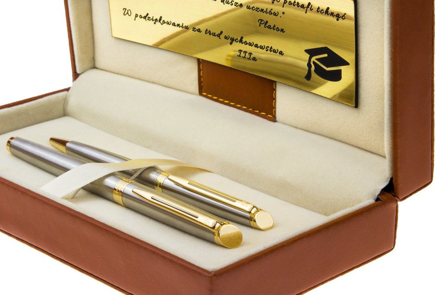 Pióro wieczne i długopis Hemisphere GT stalowy z GRAWEREM