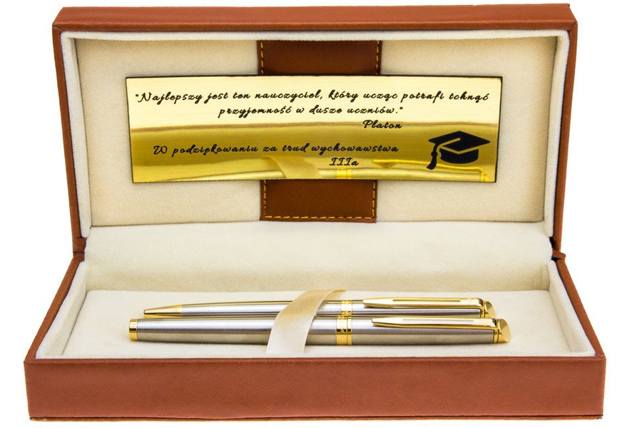 Pióro wieczne i długopis Hemisphere GT stalowy z GRAWEREM