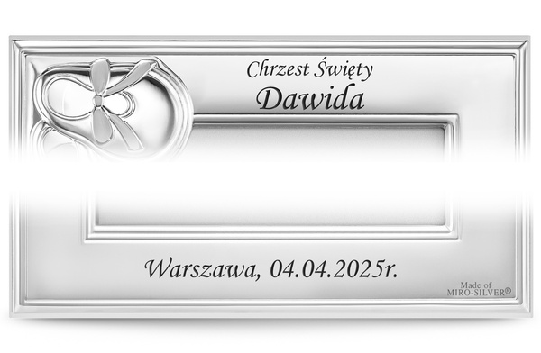 Ramka na Zdjęcia 9x13 BUCIKI VALENTI Prezent na Chrzest z Grawerem GRATIS B